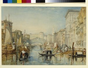 Venezia, Rialto (akvarell over blyant på hvitt papir) av Joseph Mallord William Turner
