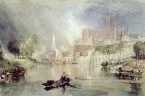 Worcester katedral og elven Severn av Joseph Mallord William Turner
