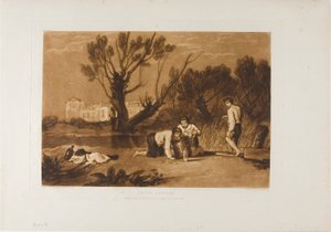 Young Anglers, plate 32 fra Liber Studiorum av Joseph Mallord William Turner