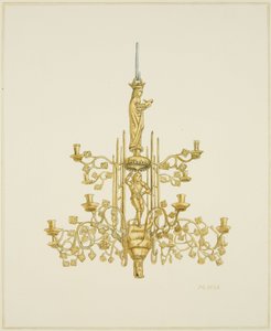Messinglysekrone i Temple Church (akvarell på papir) av Joseph Manning