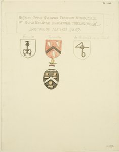 Våpenskjold på graven til Frampton [Frampton] 1357 (blyant og akvarell på papir) av Joseph Manning