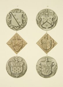 Våpenskjold på gravsteiner i Thomaskirken (akvarell på papir) av Joseph Manning