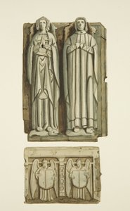 Billedbilder på graven til Thomas Rowley og hans kone i krypten til St John