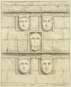 Fem corbels ved Black Castle, Brislington, 1824 av Joseph Manning
