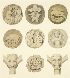 Lyskesteiner (sjefer) i taket til Redcliffe Church (akvarell på papir) av Joseph Manning