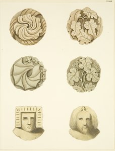 Lyskesteiner (sjefer) i taket til Redcliffe Church (akvarell på papir) av Joseph Manning