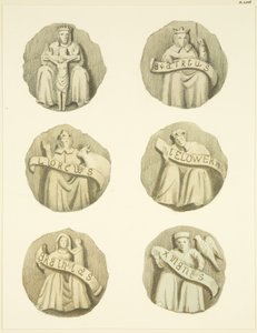 Lyskesteiner (sjefer) i taket til Redcliffe Church (akvarell på papir) av Joseph Manning
