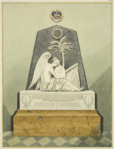 Monument i St Paul's Church (blyant og akvarell på papir) av Joseph Manning