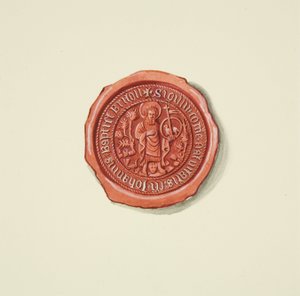 Segl som viser døperen Johannes (kanskje Merchant Taylors), ca. 1825 (blyant og akvarell på papir)