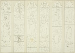 Farget glass i altervinduet til St. Mark