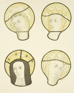 Farget glass i østvinduet, nordre transept av St Mary Redcliffe (akvarell på papir) av Joseph Manning