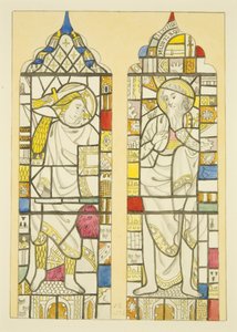 Farget glass i nordvinduet, nordre transept av St Mary Redcliffe (akvarell på papir) av Joseph Manning