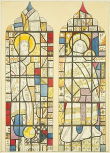 Farget glass i sørvinduet sørover til St Mary Redcliffe (akvarell på papir) av Joseph Manning