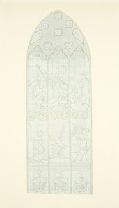 Glassmaleri i østenden av sørgangen til Bristol Cathedral (blyant og akvarell på papir) av Joseph Manning