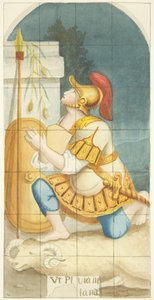 Glassmaleri i østenden av sørgangen til Bristol Cathedral som viser Gideon and the Fleece (akvarell på papir) av Joseph Manning