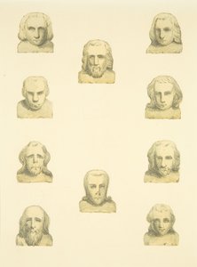 Ti hoder i frise rundt nordverandaen til St Mary Redcliffe (akvarell på papir) av Joseph Manning