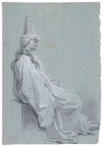 En ung mann sitter i orientalsk kostyme, 1748 (kritt på lagt papir) av Joseph Marie Vien