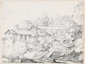 Italienske bygninger på en åsside av Joseph Marie Vien