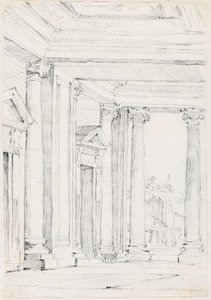 Portiko av Palazzo Nuovo, på Campidoglio av Joseph Marie Vien