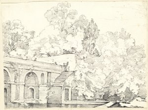 Fiskedammen og Villa Madama av Joseph Marie Vien