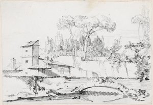 Utsikt over Prato i Villa Borghese av Joseph Marie Vien