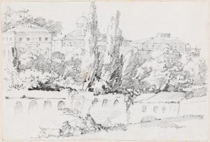 Romas vegger med Santa Maria del Popolo i det fjerne av Joseph Marie Vien