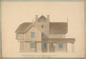 The Miller's Cottage at Chatsworth: South Front Elevation av Joseph Michael Gandy