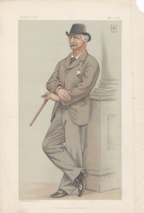Coutts Lindsay, The Grosvenor Gallery fra Vanity Fair 3. februar 1883 (kromolitografi) av Joseph Middleton Jopling