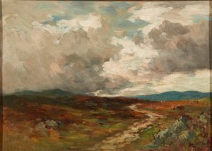 Stormskyer over åsene (olje om bord)