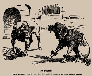 Ingen kamp. Tegneserie om Fashoda-hendelsen, 1898. av Joseph Morewood Staniforth