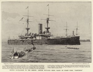 Britiske Bluejackets til unnsetning, kretiske flyktninger blir tatt om bord på HMS Barfleur av Joseph Nash