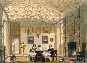 Middelaldersk familiemiddag, Wakehurst Place, Surrey, c1600. av Joseph Nash