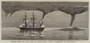 Skisser fra Vestkysten av Afrika, HMS Boxer omgitt av Waterspouts