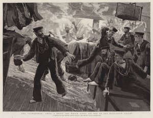 Erobreren sender et tungt hav som finner veien til Ward-Room Galley av Joseph Nash