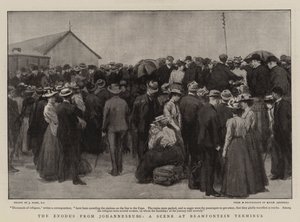 The Exodus from Johannesburg, en scene ved Braamfontein Terminus av Joseph Nash