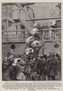 The Home-Coming of the Pavonia, lander passasjerene i Liverpool av Joseph Nash
