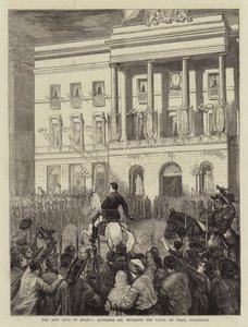 Den nye kongen av Spania, Alfonso XIII på vei inn på Hotel de Ville, Barcelona