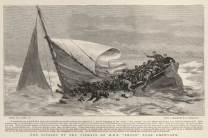 The Senking of the Pinnace of H M S Edgar nær Chemulpo av Joseph Nash