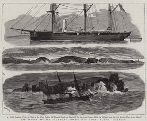 Vraket av HM Gunboat Wasp utenfor Tory Island, Donegal av Joseph Nash