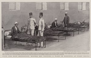 Med Nile-ekspedisjonen besøkte Hunter Bey en avdeling på sykehuset i Wady Halfa av Joseph Nash