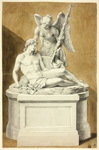 Monument med død kriger og engel