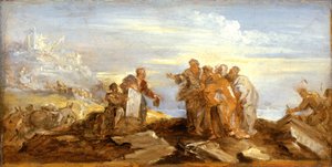 Scene fra antikkens historie, ca. 1680-90 (olje på papir på lerret)
