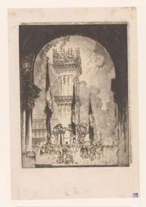 Venice Campanile under bygging Gjenoppbygging av Campanile, nr. Jeg av Joseph Pennell (signed by artist)