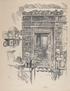 Bokrom hos Dr. Wister, 1912. av Joseph Pennell