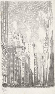Broadway fra Bowling Green, #2 i Iconophile Club Collection av Joseph Pennell