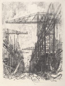 Building Destroyers, No.I av Joseph Pennell