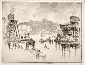Bygge Dover Pier av Joseph Pennell