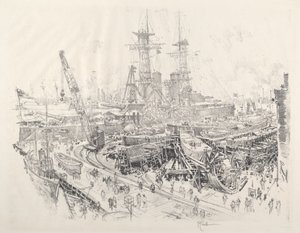 Bygge ubåtjagere av Joseph Pennell