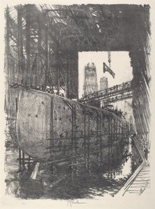Bygge slagskipet, 1917. av Joseph Pennell