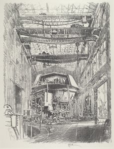 Bygging av det store tårnet, 1916. av Joseph Pennell